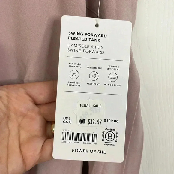 Athleta Swing Forward Pleated Tank Top Size Large NWT - Picture 6 of 7